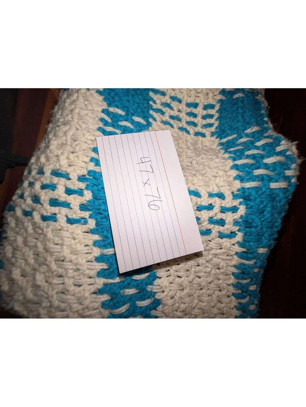 Handmade Crocheted Blue and White Sailboat Blanket Throw